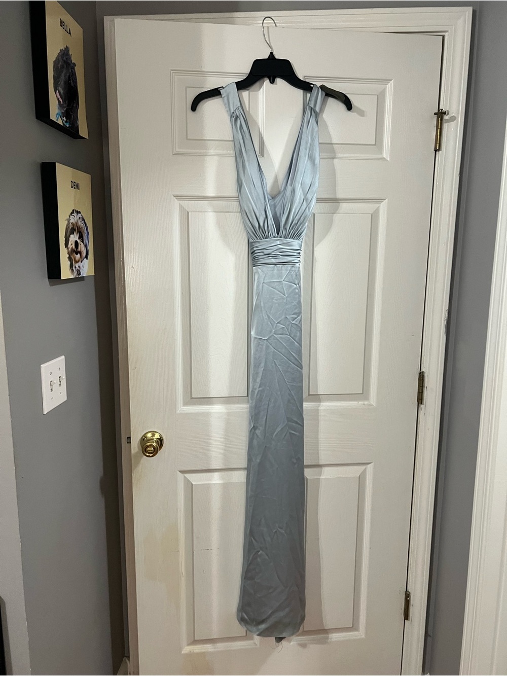 Revelry Dylan Satin Dress in Sky Blue